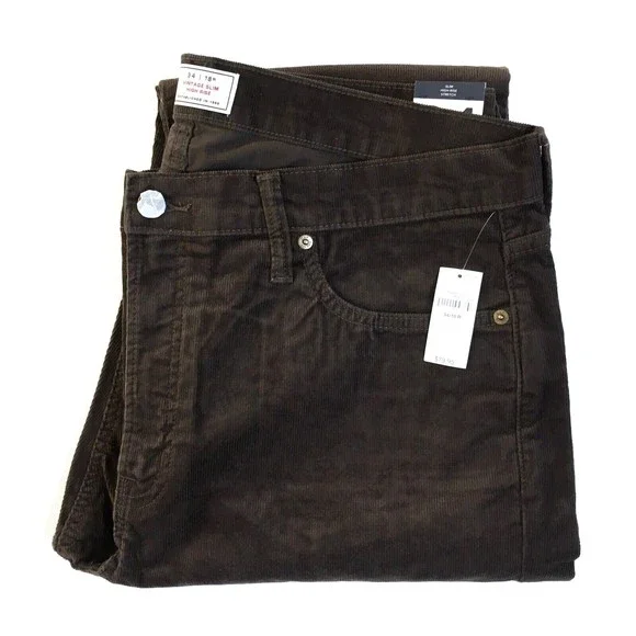 NWT Gap High Rise Vintage Slim Corduroy Pants Women’s Sz 18 Regular Brown - Picture 8 of 9